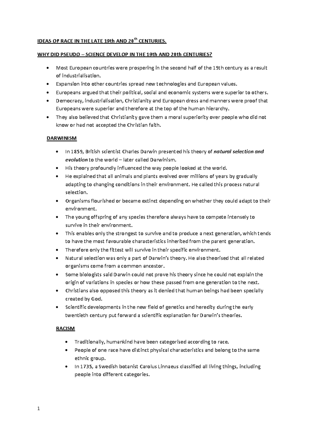 Exploring Race Concepts in the 19th and 20th Centuries - Grade 11 Notes ...