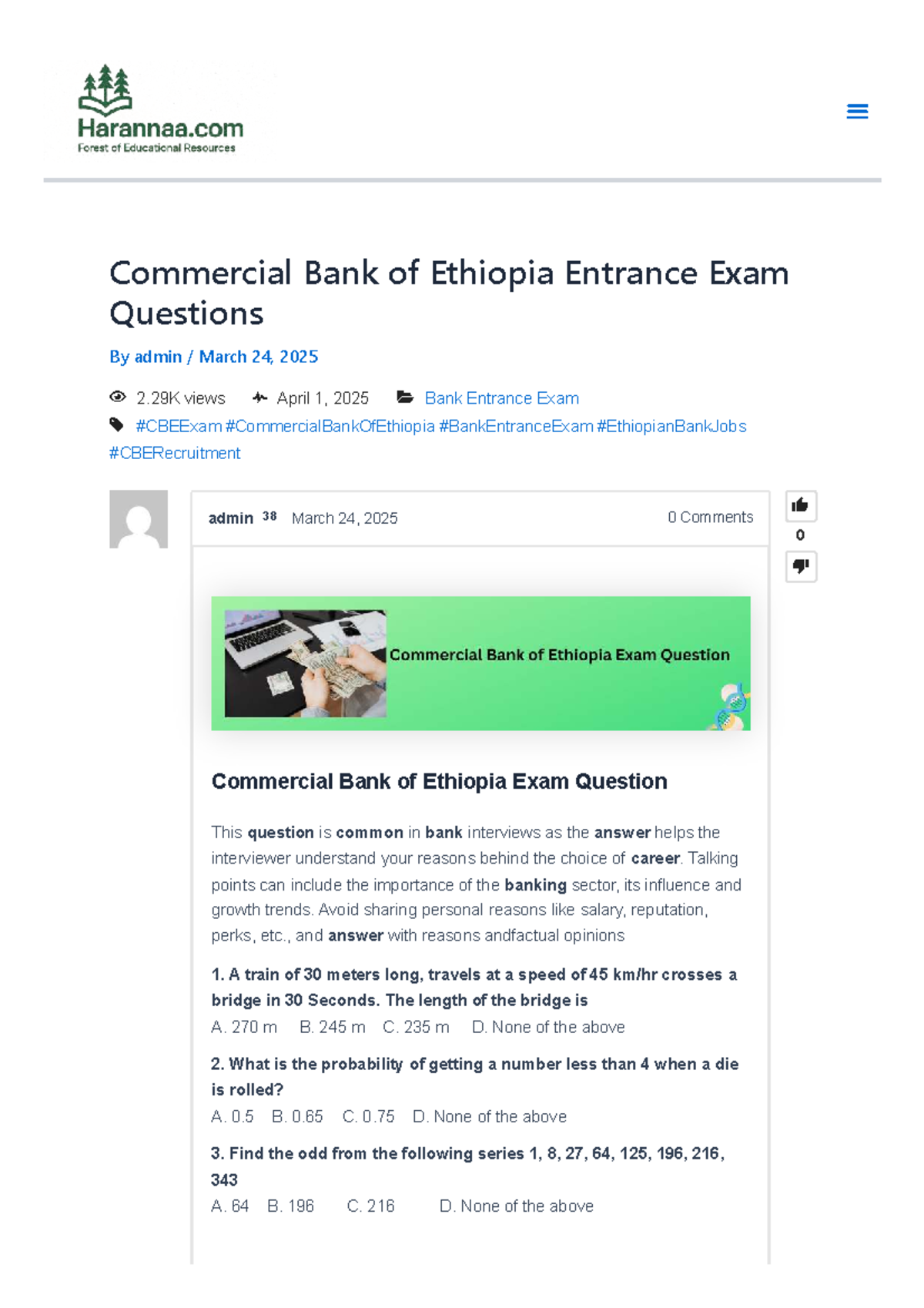 CBE Entrance Exam Questions & Answers - 2025 - Studocu