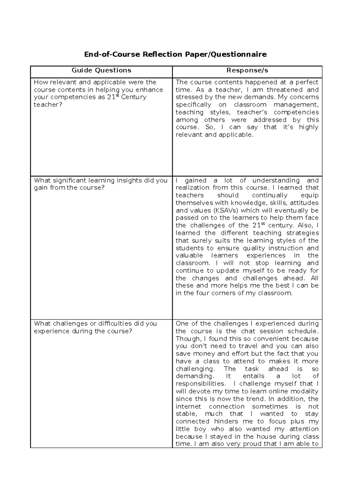 (5) GURO21 Reflection Paper Template 2018 version - End-of-Course ...