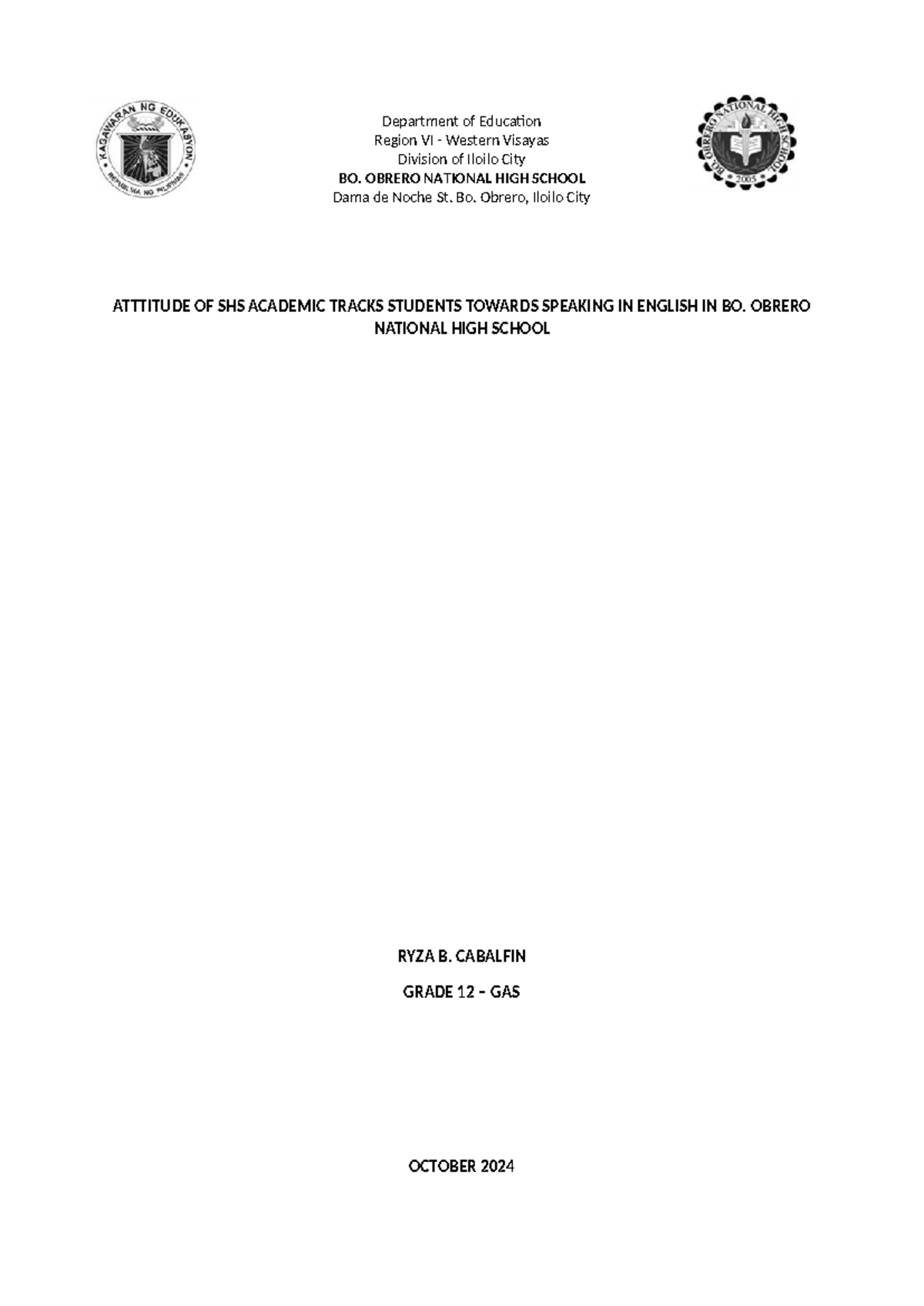 SHS English Proficiency: Attitudes of Grade 12 Students in Iloilo City ...