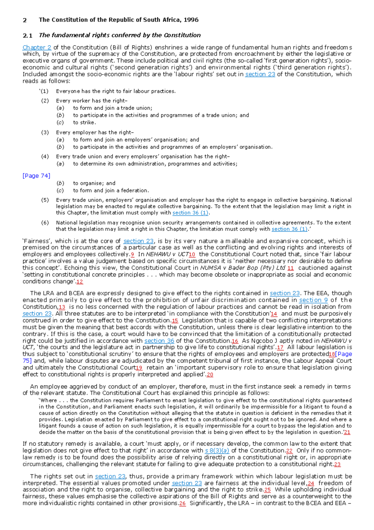 Chapter 2: Fundamental Rights in the 1996 South African Constitution ...