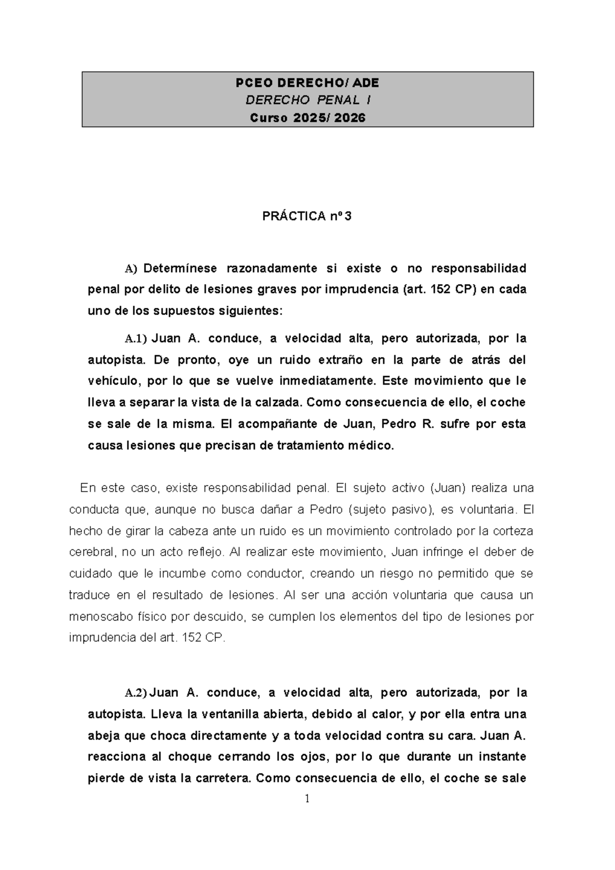 PCEO ADE DERECHO PENAL I Curso 2026 PRÁCTICA 3: Responsabilidad Penal ...