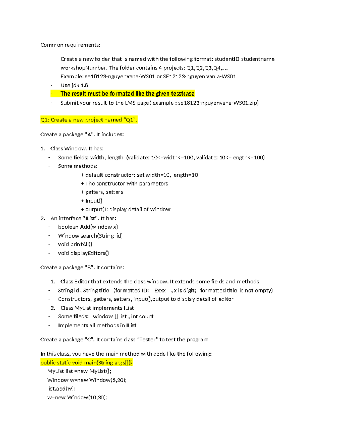 Tệp đã gộp - Common requirements: Create a new folder that is named ...