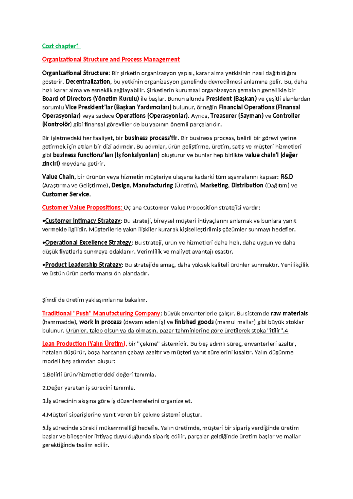 Cost Accounting: Chapter 1 - Organizational Structure & Process ...