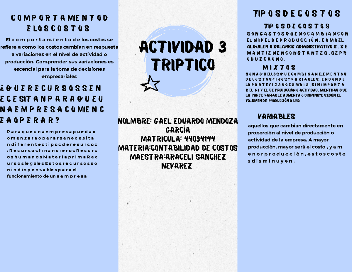 GEMG ACT3 - MAPA MENTAL COSTOS - ¿ Q u e r e c u r s o s s e n e c e ...