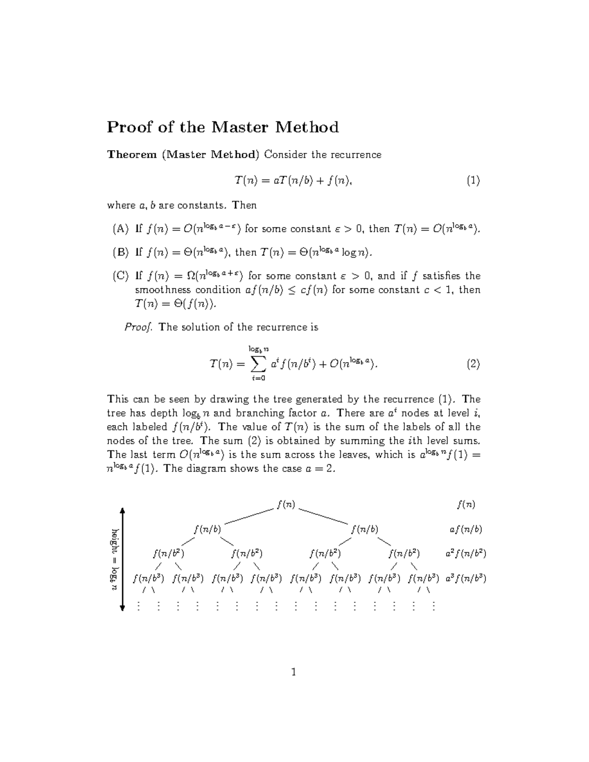 Master Method Theorem Proof (CS 101) - Studocu