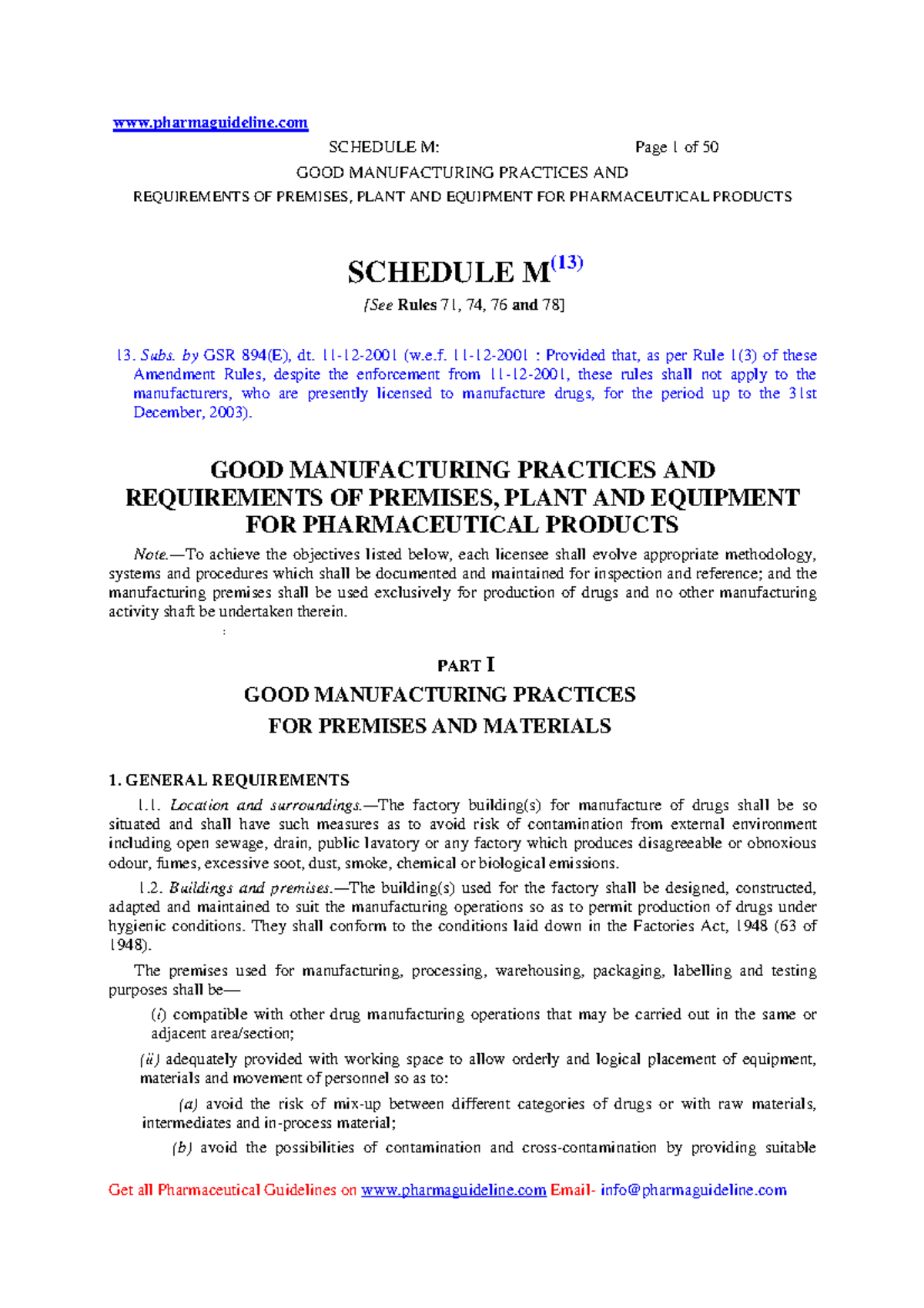 SCHEDULE M: Good Manufacturing Practices for Pharmaceutical Products ...