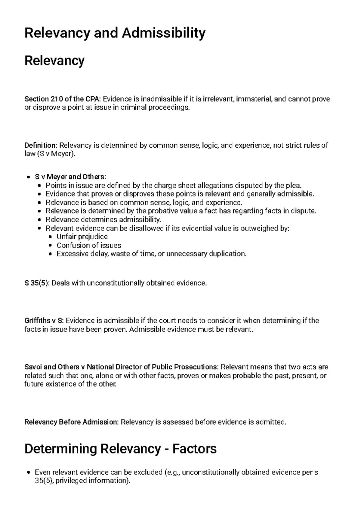 Chapter 5: Relevancy and Admissibility in Criminal Proceedings - Study ...