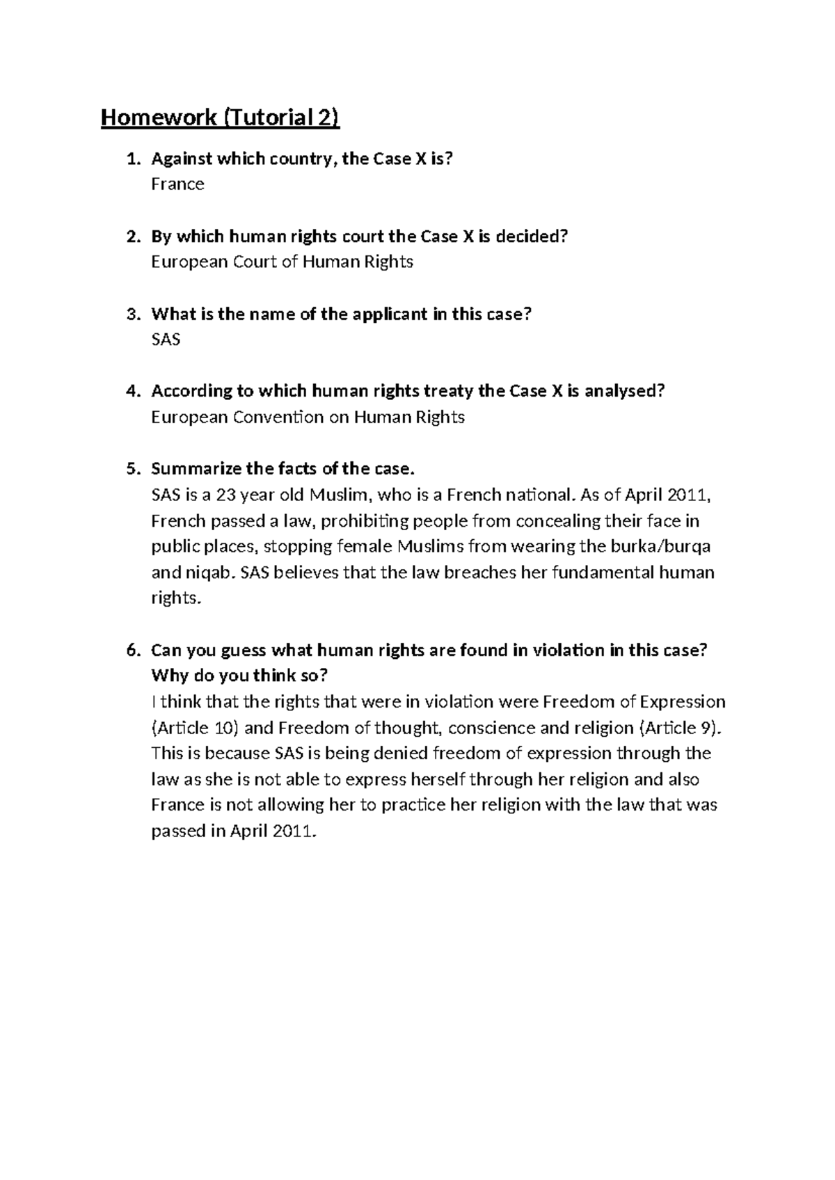 Case Study: Human Rights Violations in France (Tutorial 2) - Studocu