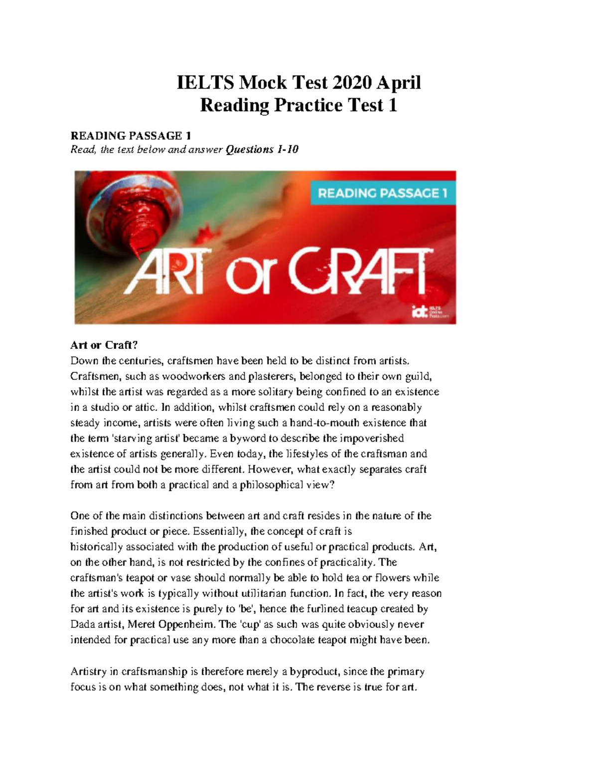 IELTS Mock Test 2020: Reading Practice Test 1 Analysis - Studocu