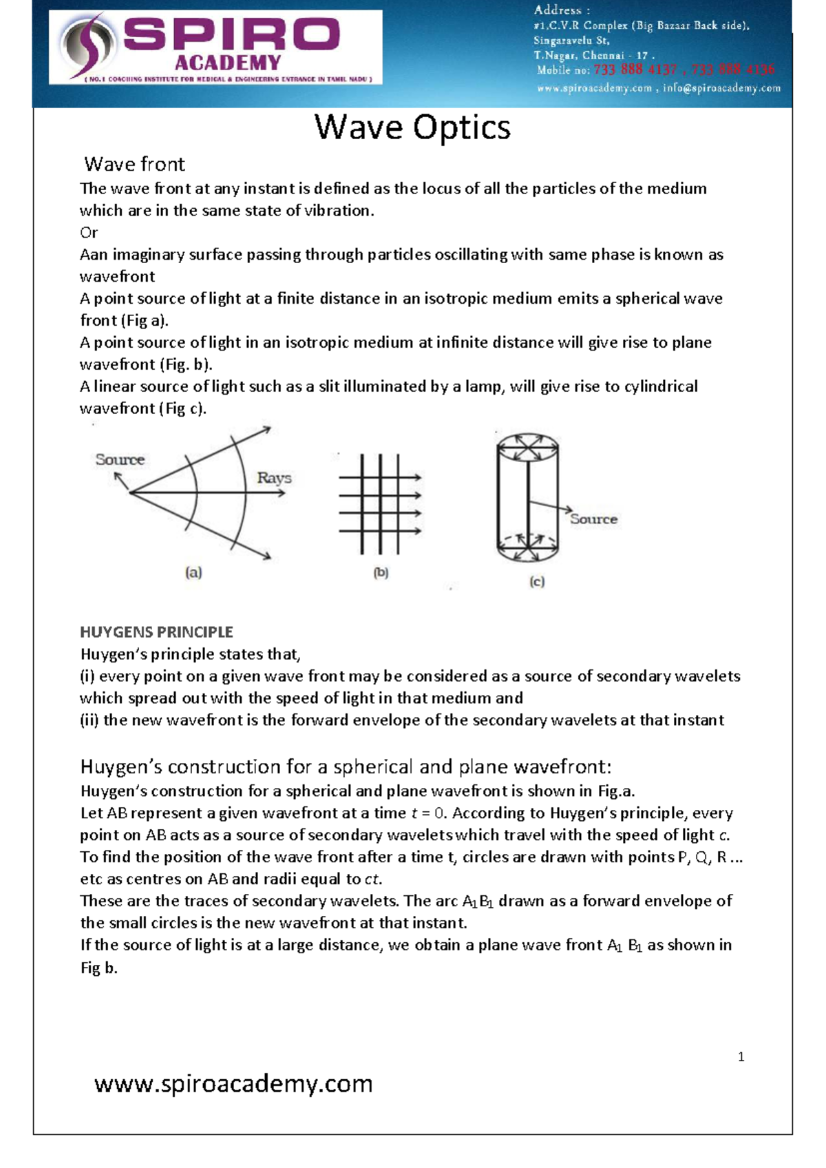 PHYSICS NOTES: Wave Optics Concepts and Principles - Studocu