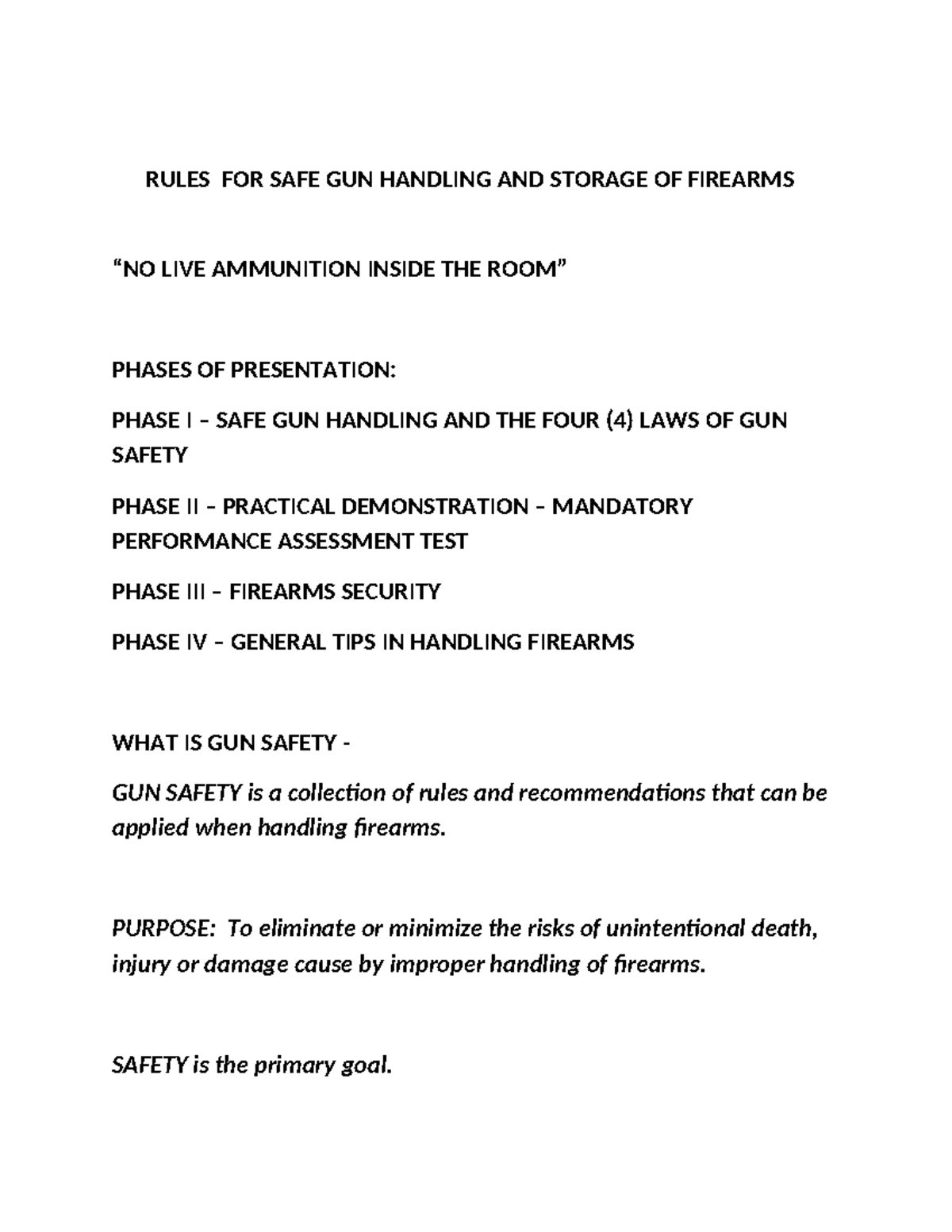 Rules for Safe Gun Handling and Storage: A Comprehensive Guide - Studocu