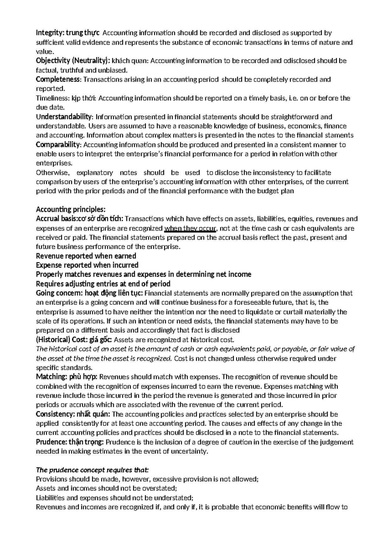 FA - Accounting Principles and Concepts Overview - Studocu