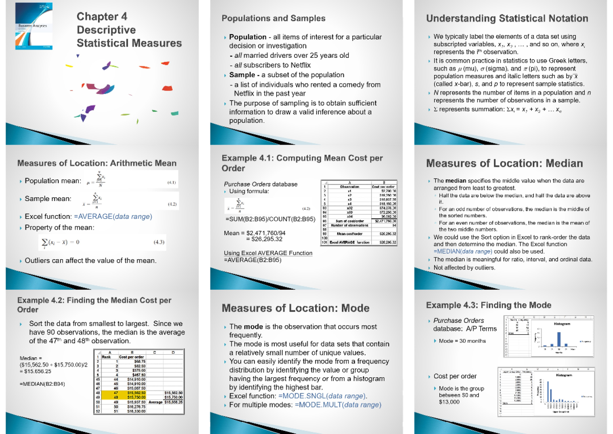 Chapter 4: Populations & Samples in Business Analytics (BA 44) - Studocu