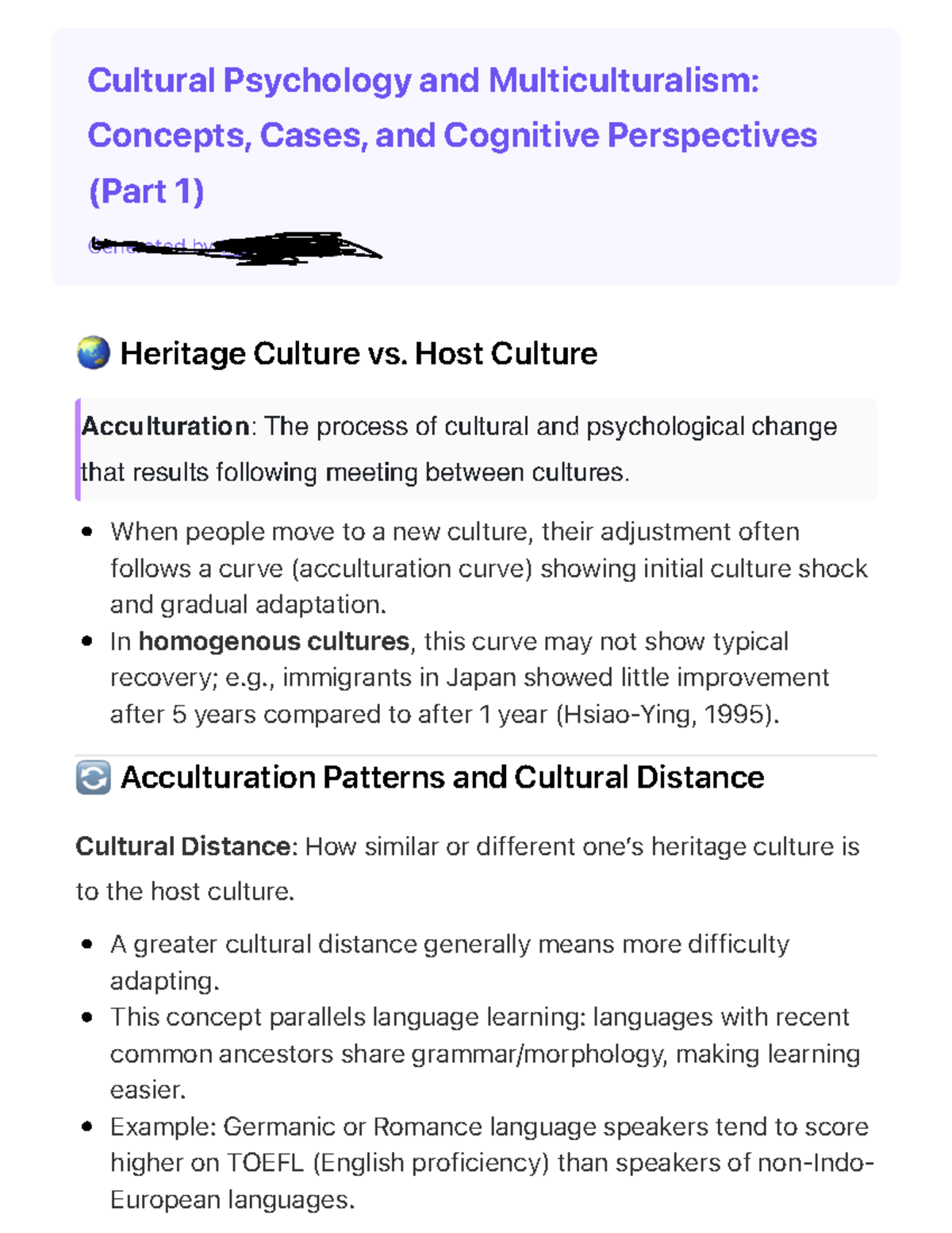 Cultural Psychology & Multiculturalism: Concepts & Cases (Part 1) - Studocu