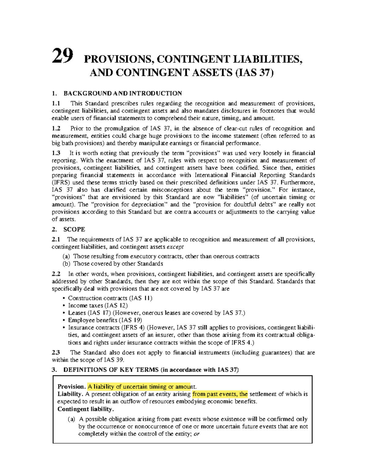 Chapter 29 Provisions, Contingent Liabilities, and Contingent Assets ...