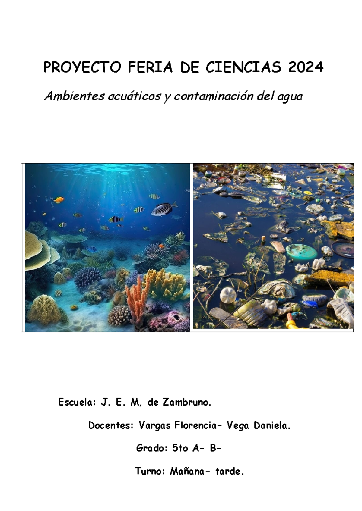 Proyecto Feria de Ciencias 2024: Ambientes Acuáticos y Contaminación ...