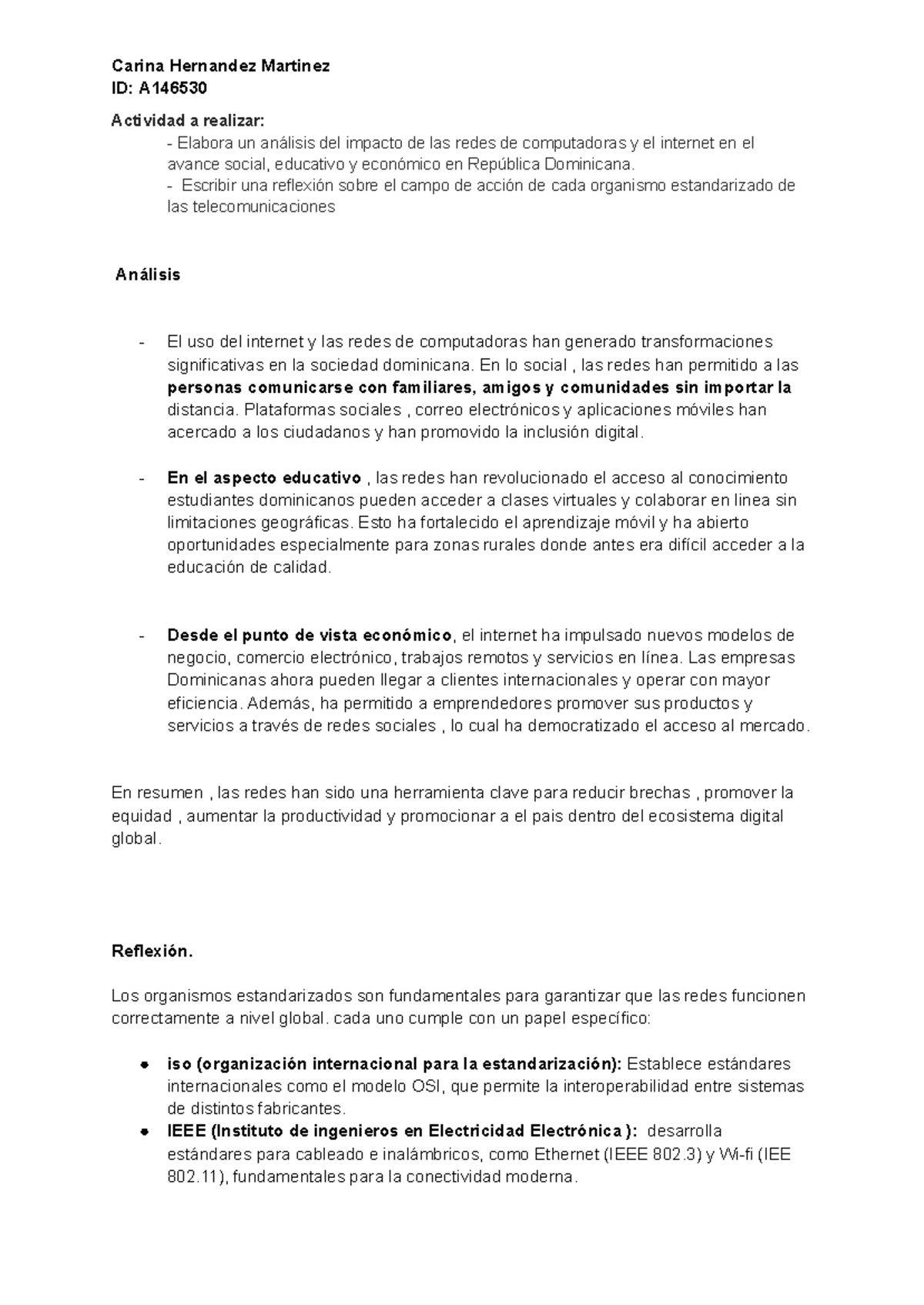Análisis del Impacto de Internet en RD - Unidad 1 Actividad 1 - Studocu