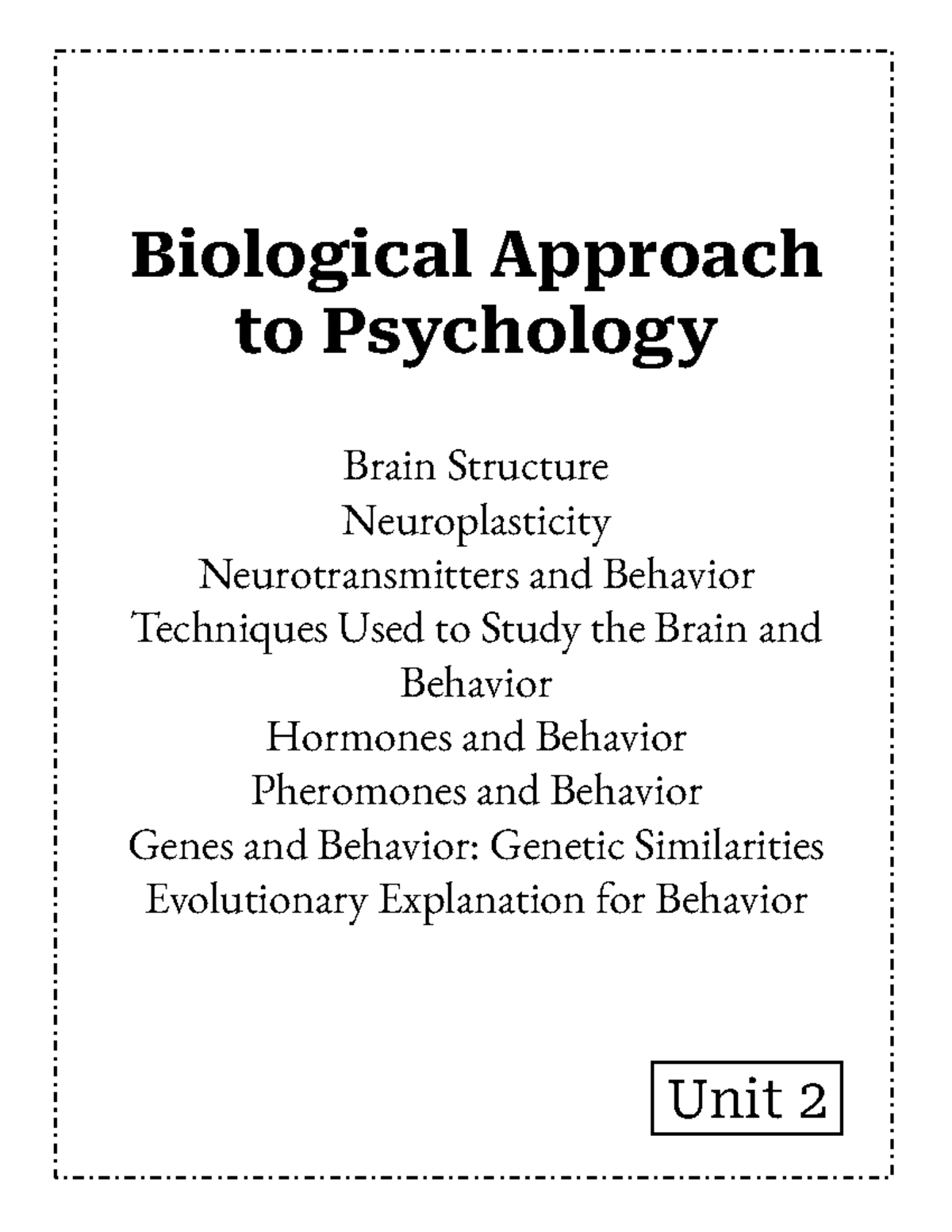 1 - IB Psychology Biological Approach Worksheet Study Guide ...