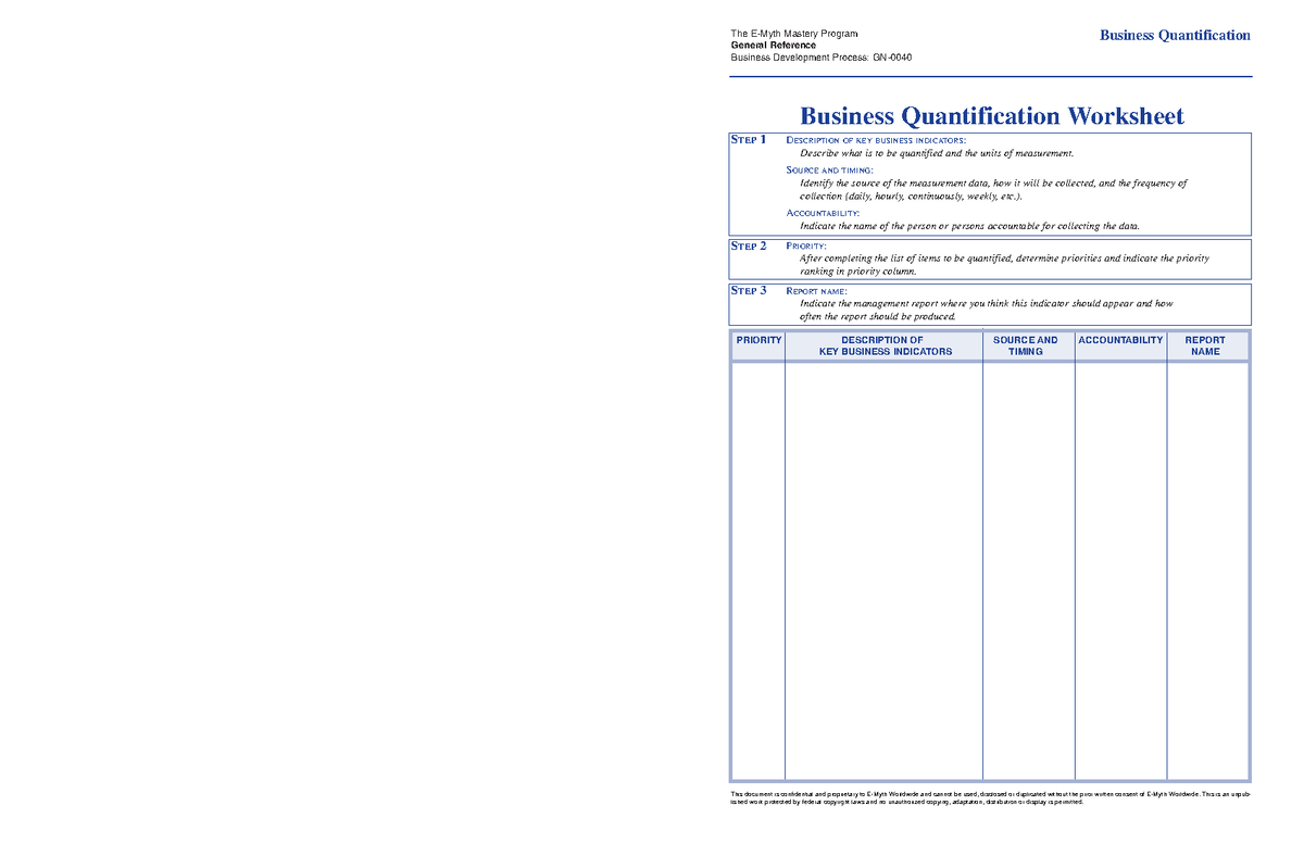 Business Quantification: Mastery Program General Reference Guide - Studocu