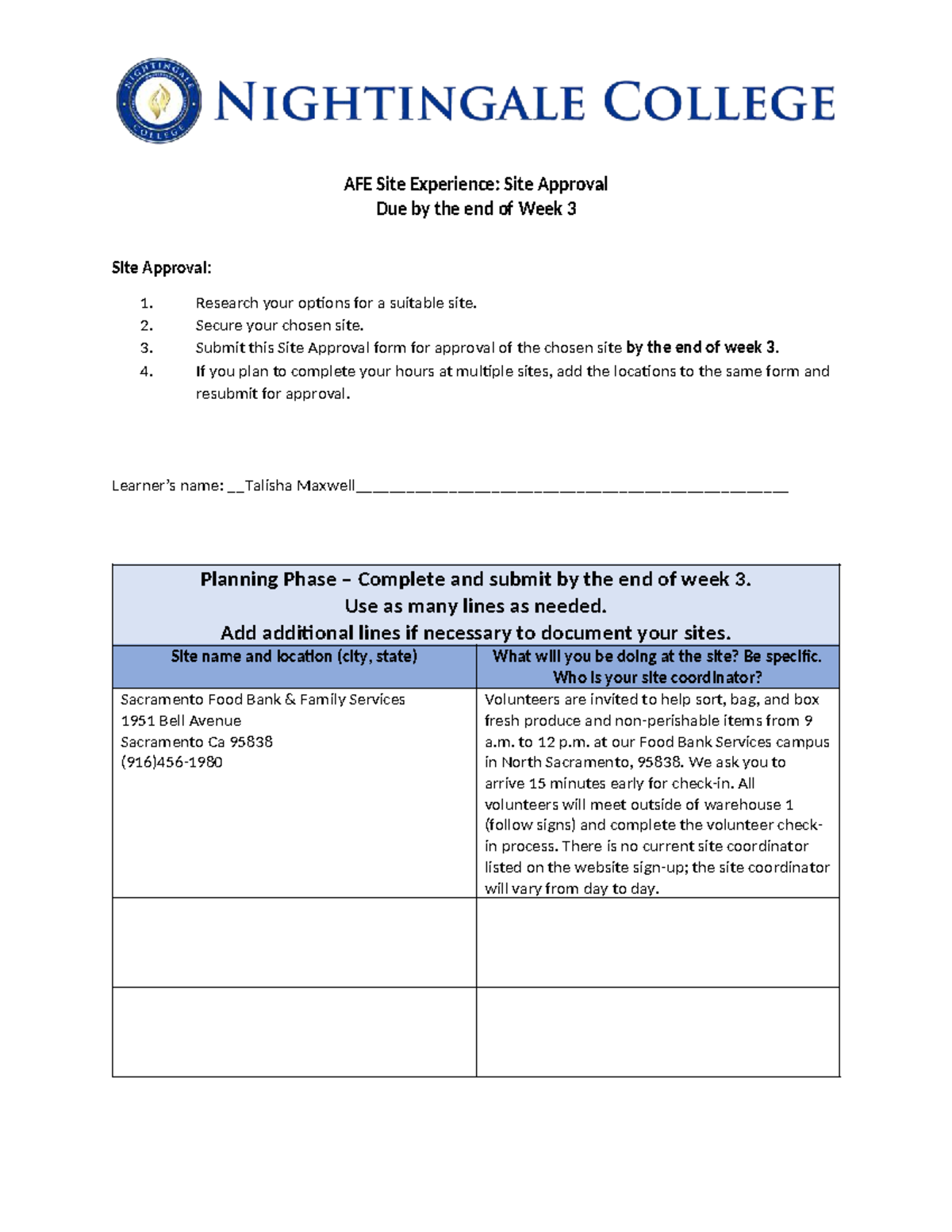 AFE Site Experience: Week 3 Site Approval Process - Studocu