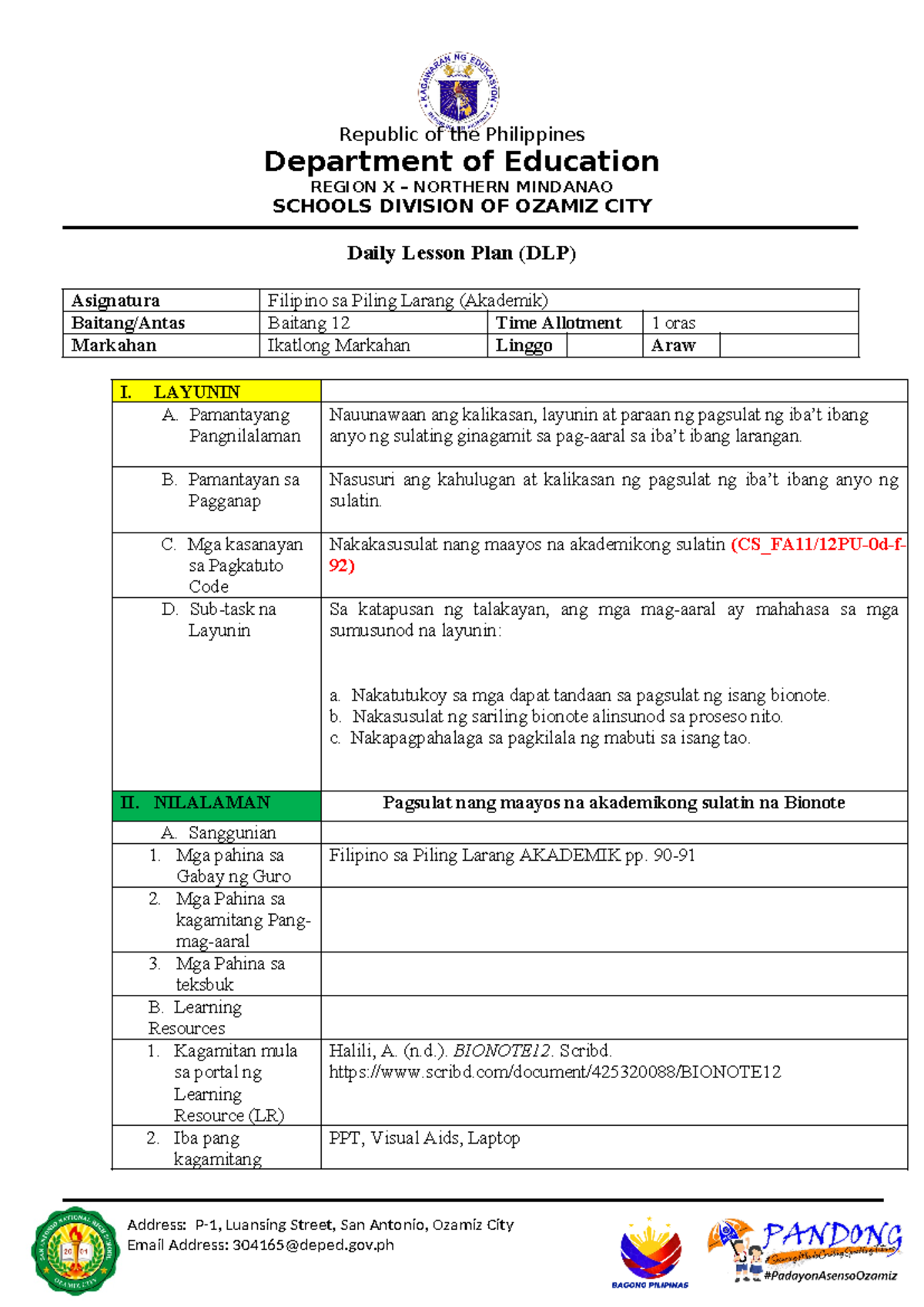 1 Bionote Mga Dapat Tandaan Sa Pagsulat Ng Bionote