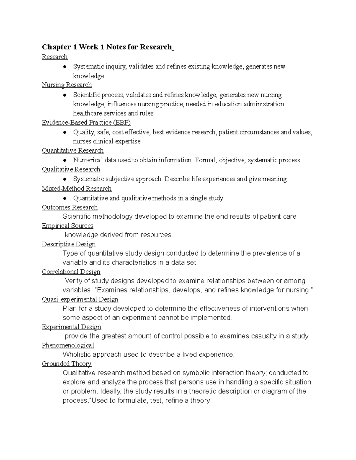 Chapter 1 Week 1 Nursing Research Notes (NUR 101) - Studocu