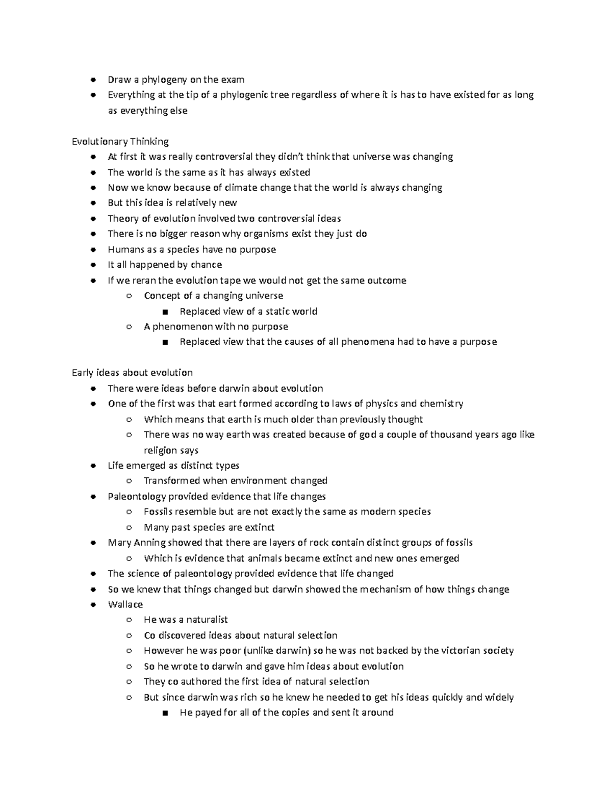 BIOL 206 - Week 1 Lecture Notes: Evolution and Phylogeny Insights - Studocu