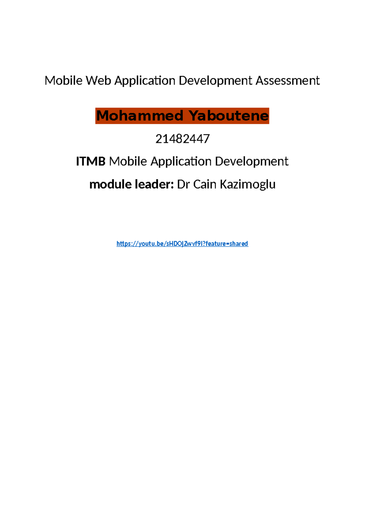 Mobile Application Coursework 1 - Mobile Web Application Development ...