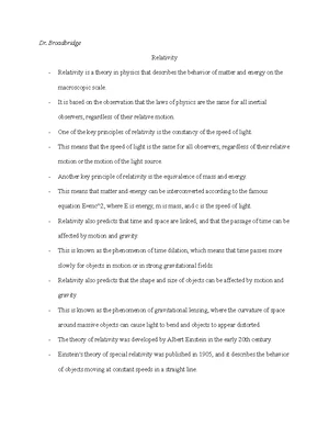 Special Relativity - Study Notes & Assignments - Studocu
