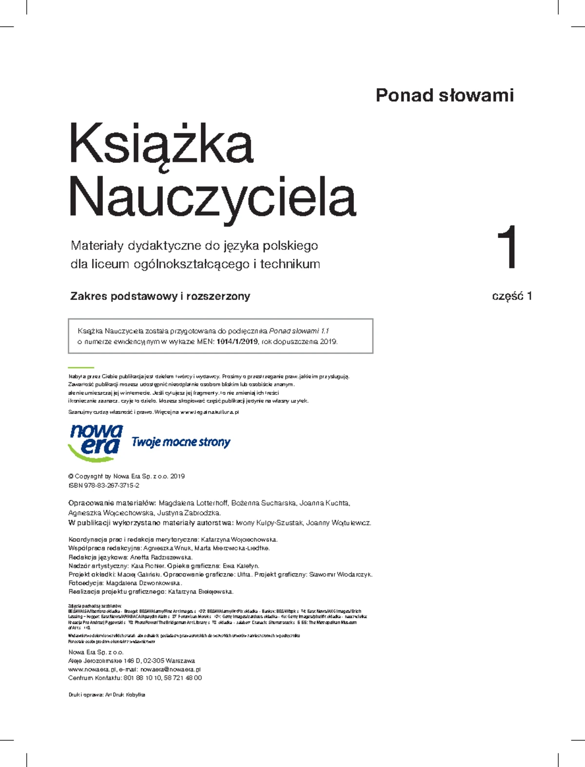 Książka Nauczyciela Ponad Słowami Klasa 1 Część 2 – Materiały