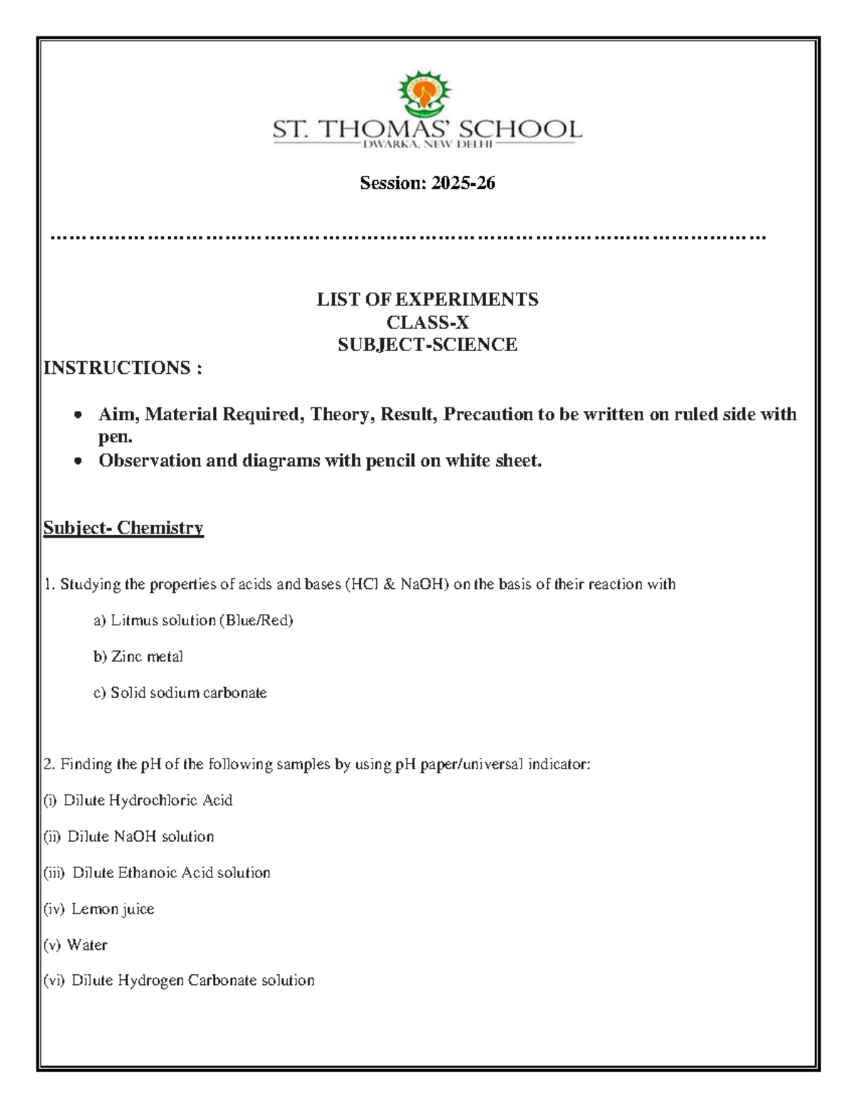 Class 10 Science Practicals: Experiments on Acids and Bases 2025-6 ...
