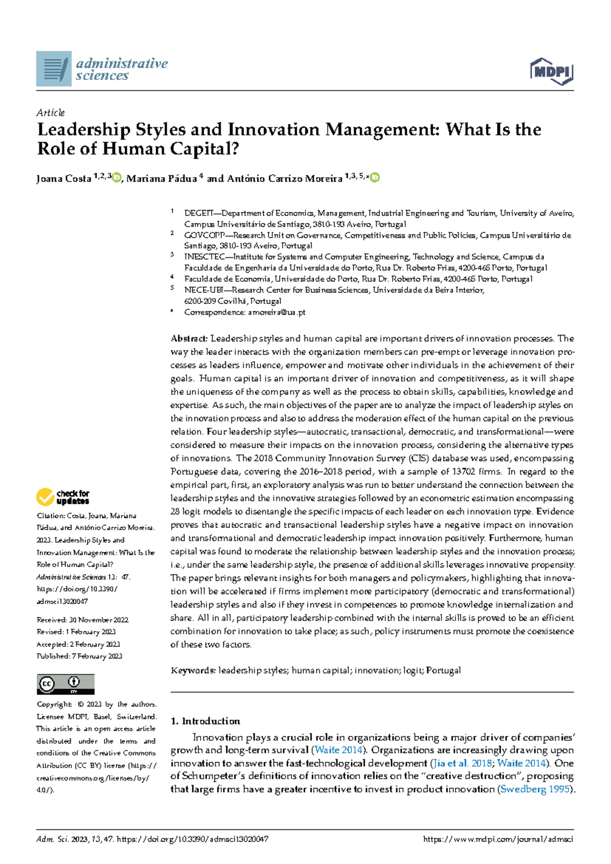 Leadership Styles and Innovation Management: The Human Capital Factor ...