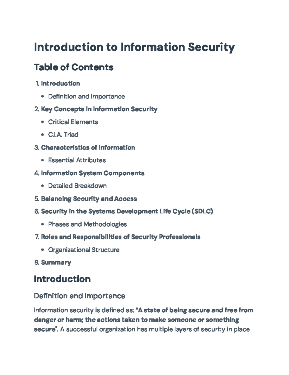 ISEC6311-Chapter Notes: Overview of Information Security Concepts - Studocu