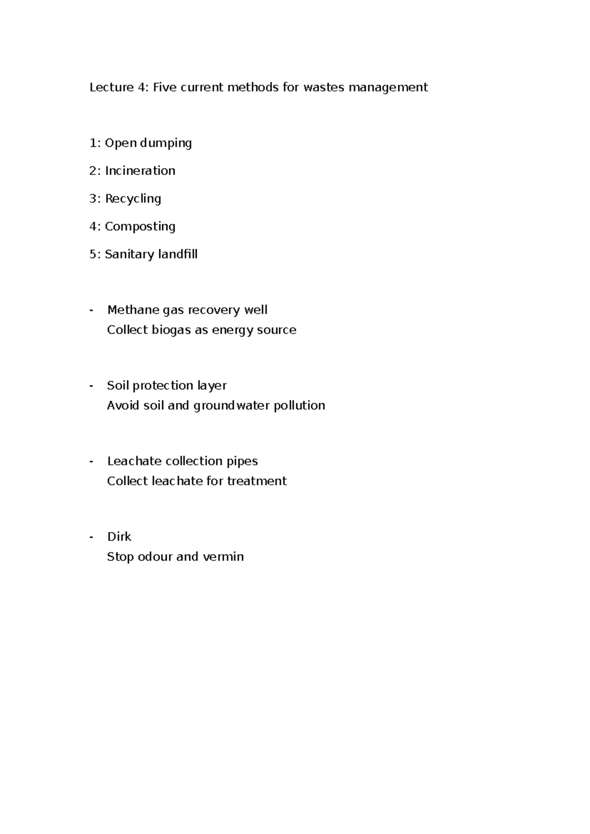 Lecture 4: Waste Management Methods & Carbon Cycle Overview - Studocu