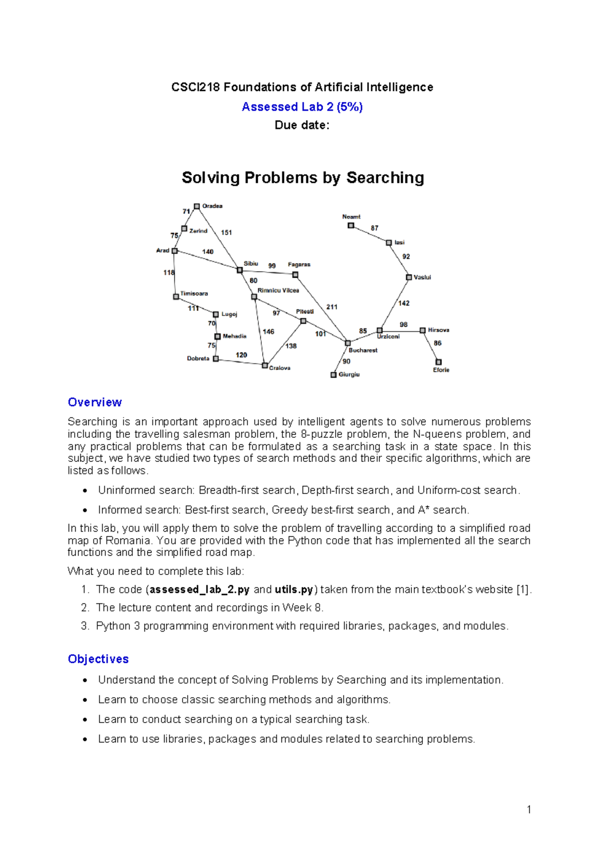 CSCI218 Assessed Lab 2: Searching Problem Implementation Guide - Studocu