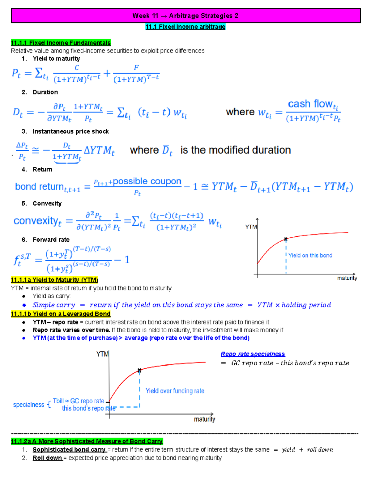 3052 WEEK 11 - Fixed Income Arbitrage Strategies Overview - Studocu