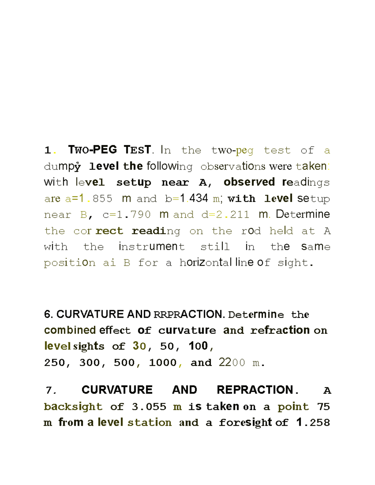 differential leveling problem solving activity in surveying - T WO ...