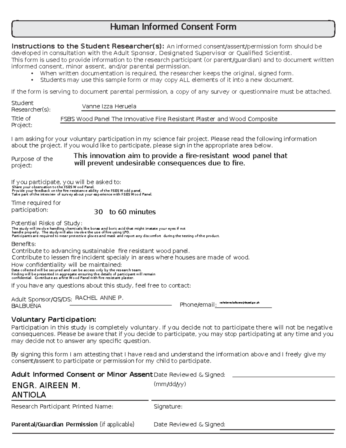 Human Informed-Consent Form (Engr. Antiola) - Instructions to the ...