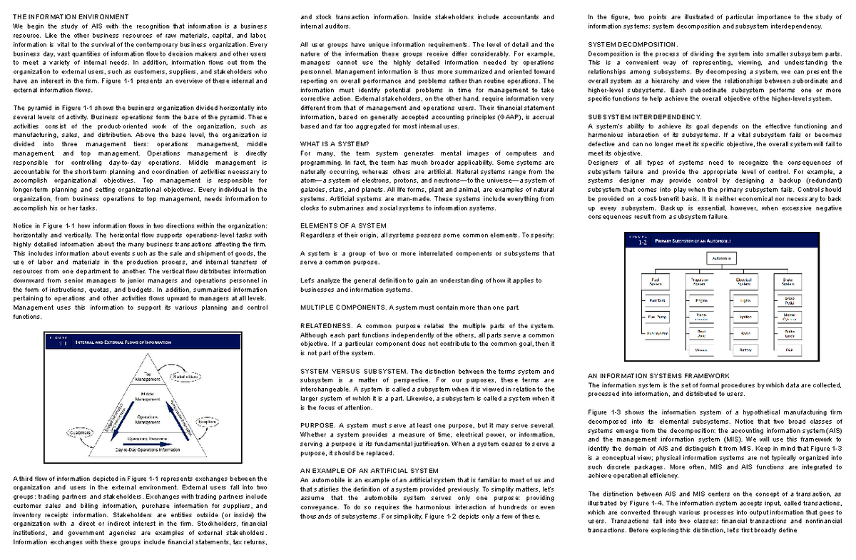 AIS M1 - Lecture on the Information Environment and Systems - Studocu