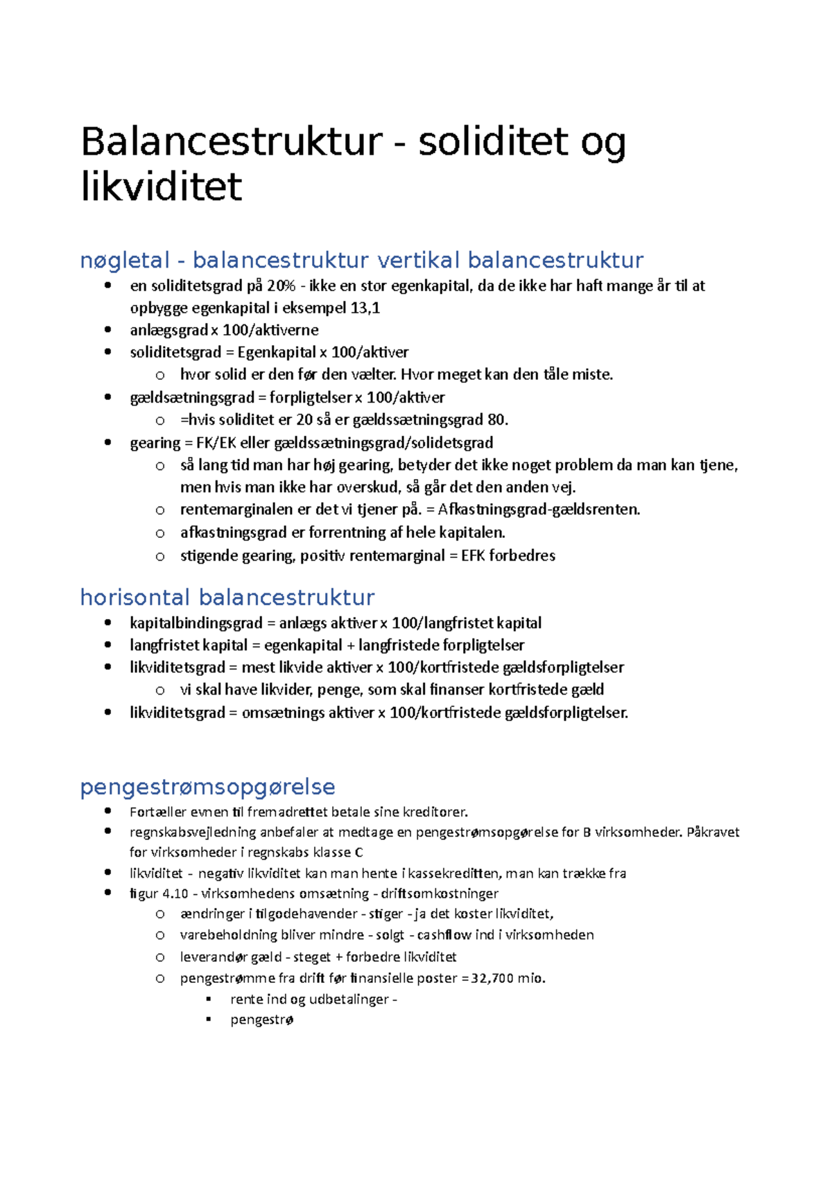 Balancestruktur og nøgletal: Soliditet, Likviditet - Opgave 12.8 - Studocu