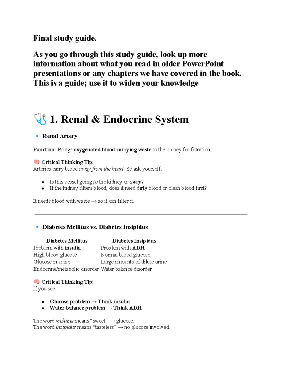Final Study Guide A&P - Quiz: Key Concepts & Critical Thinking - Studocu