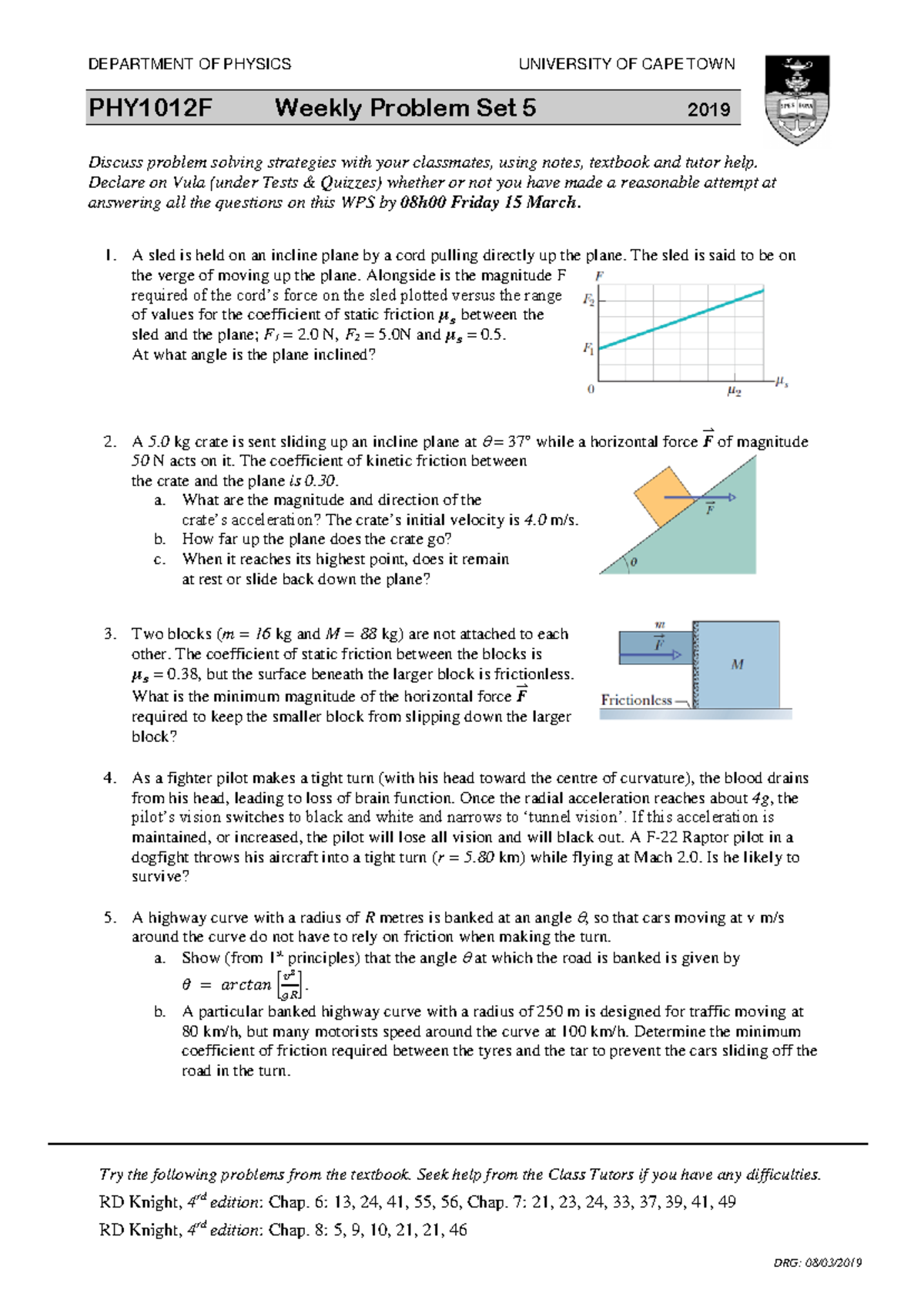 PHY1012F Weekly Problem Set 5 Solutions (2019) - Studocu