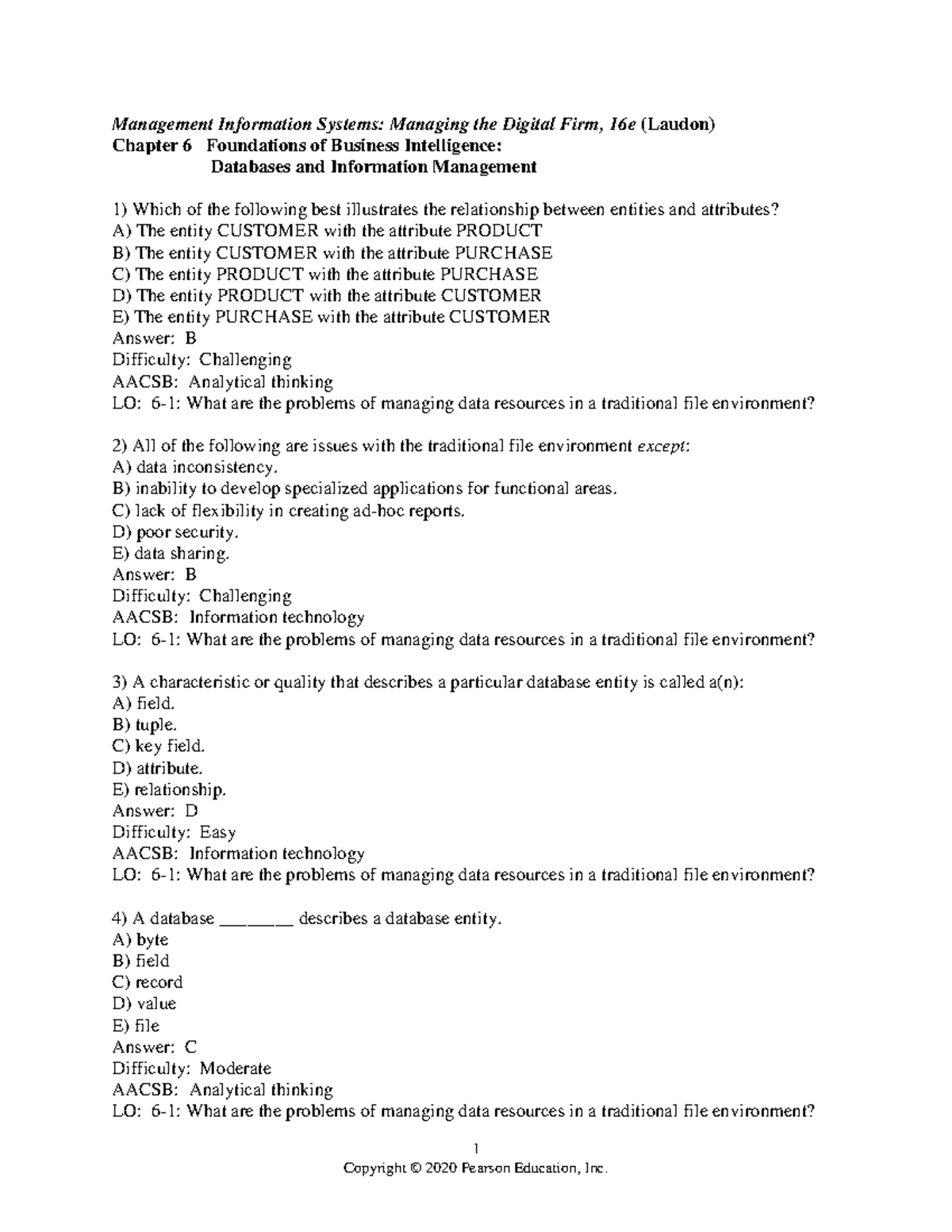 Chapter 06 - Test Bank for Management Information Systems (MIS 16e ...