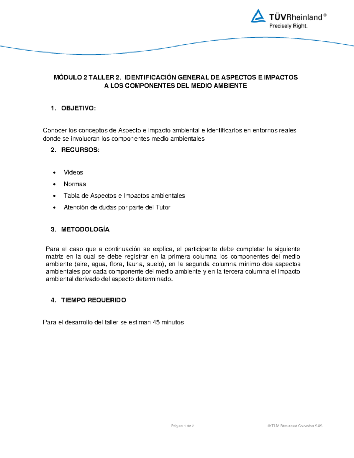4. ISO 14001 Taller: Identificación de Aspectos e Impactos Ambientales ...