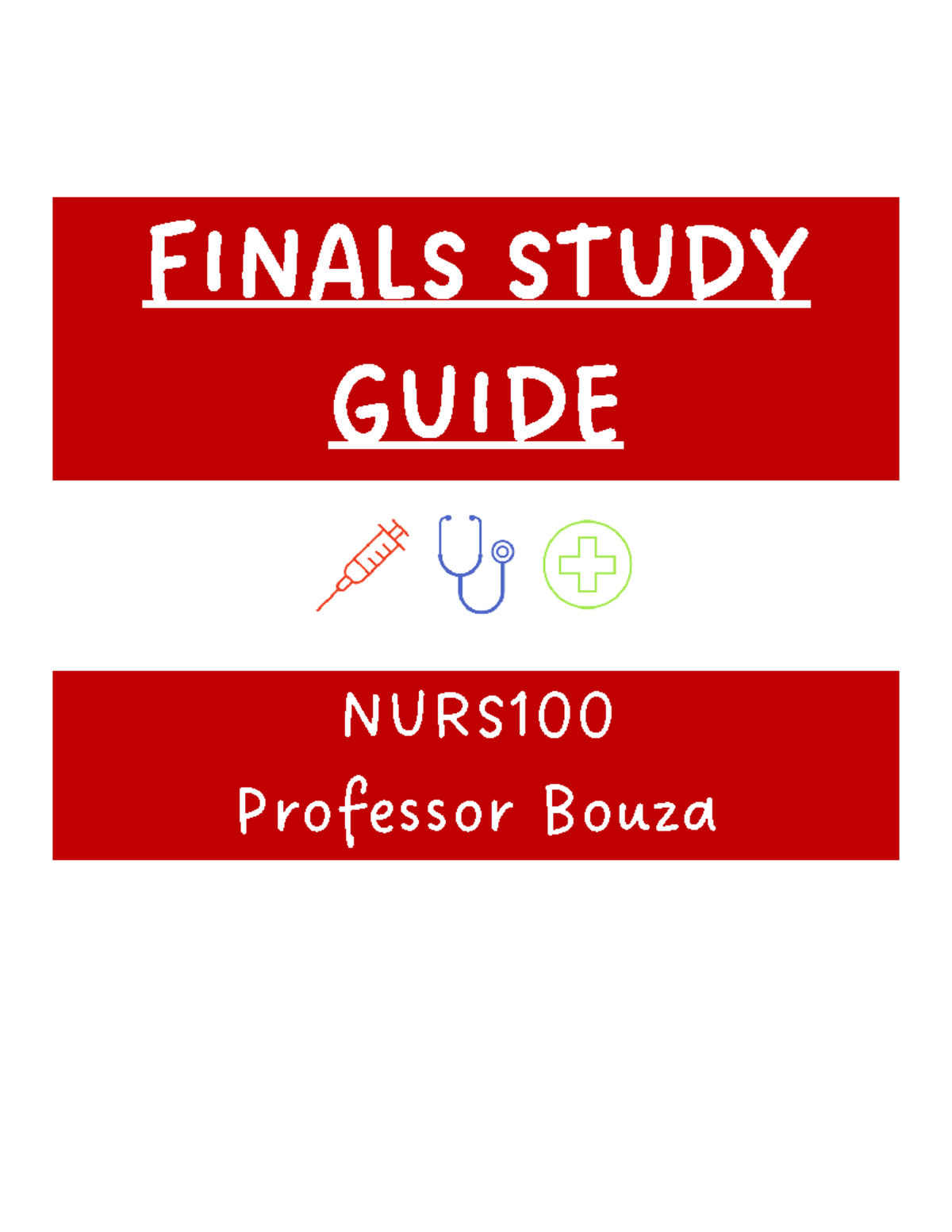NURS100 Final Exam Study Guide - Key Topics and Questions - Studocu