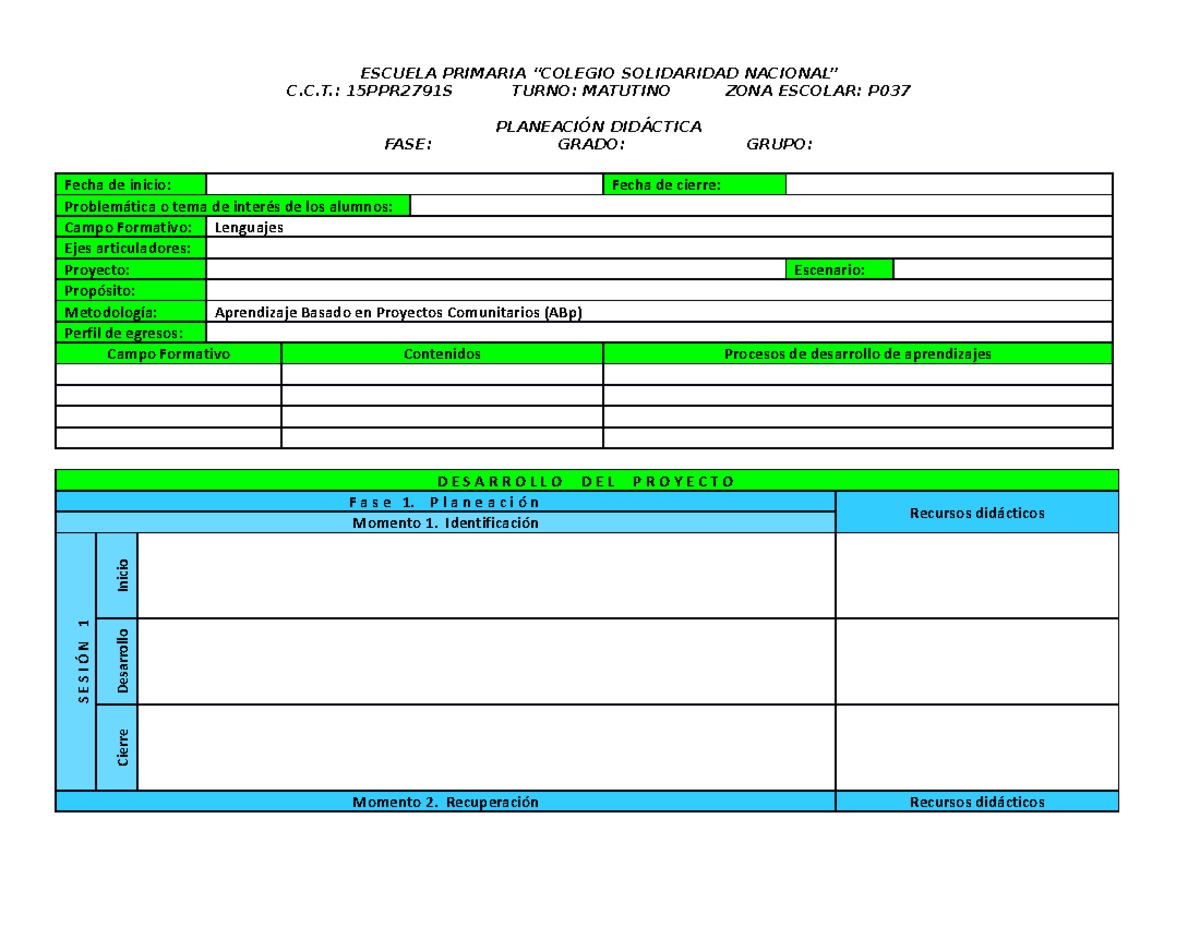 Formato ABP Basado EN Proyectos Comunitarios - ESCUELA PRIMARIA ...