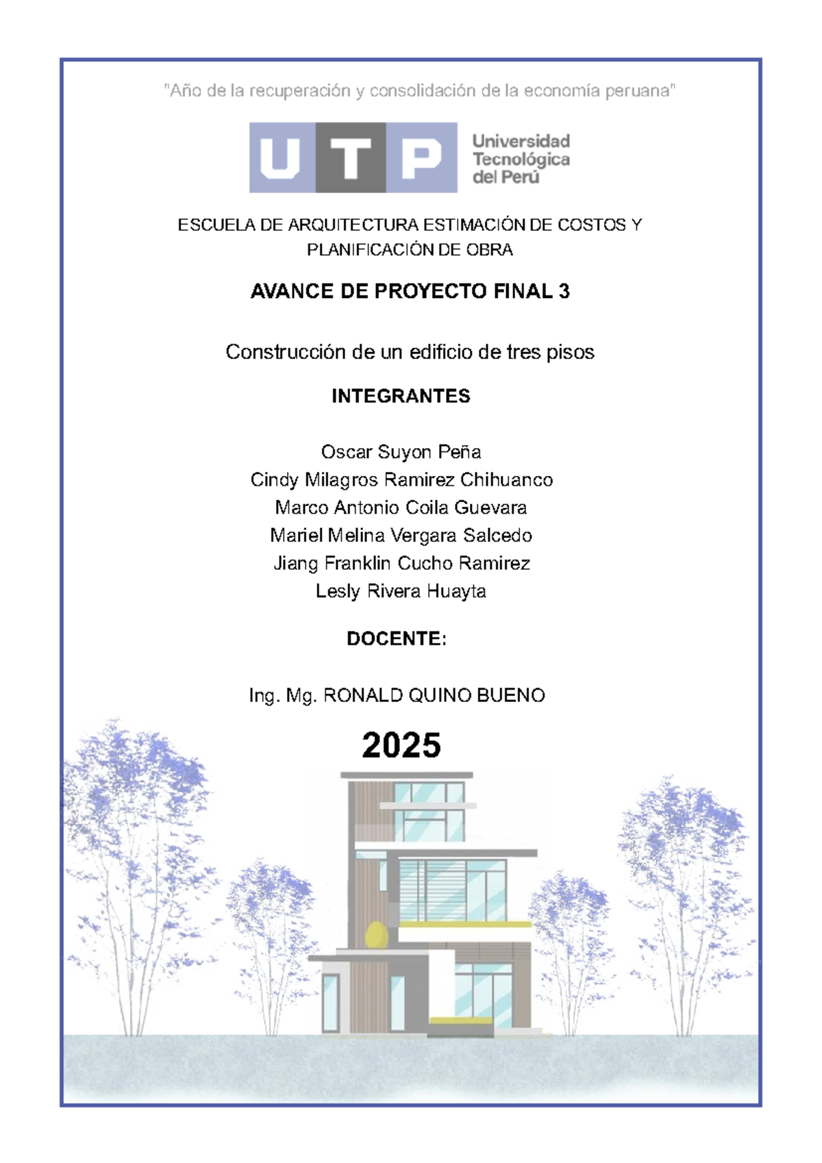 Estimación de Costos y Planificación de Obra - Proyecto Final 3 - Studocu
