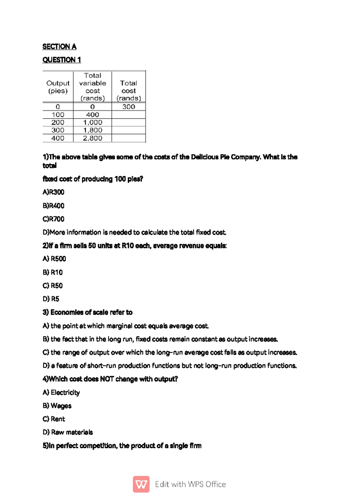 Test 3 - Brief: Economics Concepts & Cost Analysis - Studocu