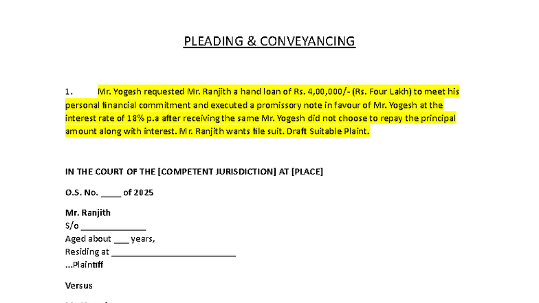 Drafting and Pleading Notes for LLB - PLEADING CONVEYANCING - Studocu